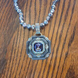 Charcoal crystal bead necklace